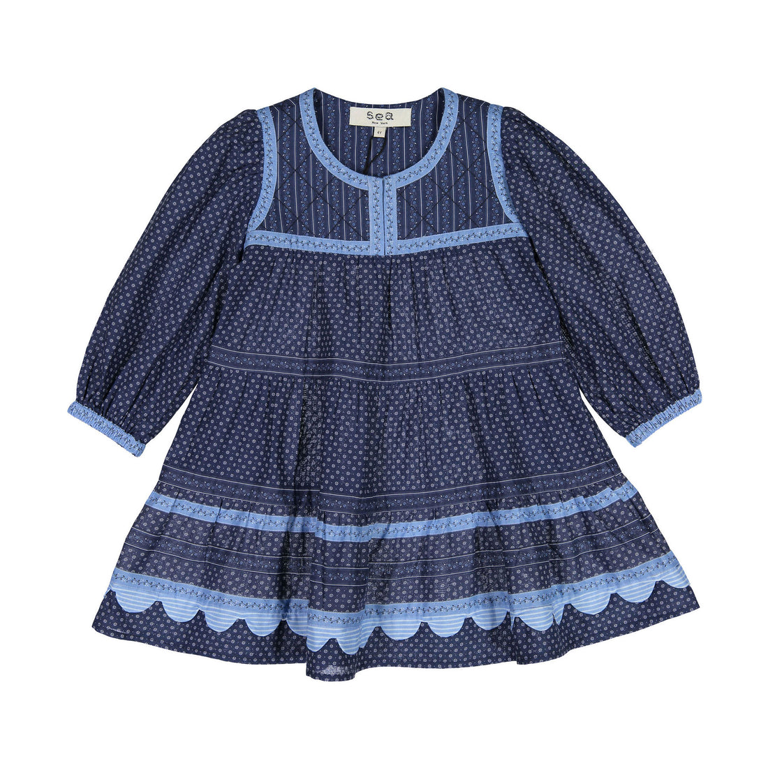 Sea Palmer Print Long Sleeve Dress