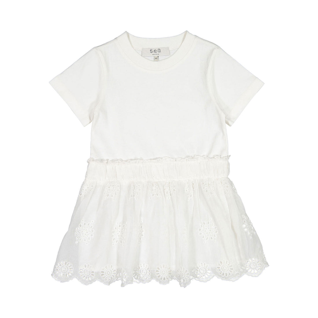 Sea Eggshell Blaine Embroidery Combo Dress