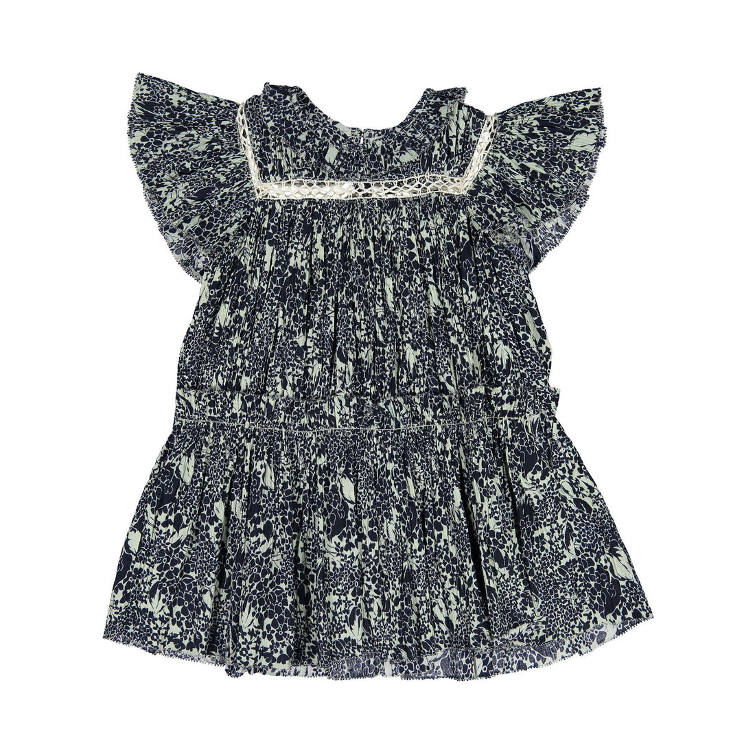 Sea Navy Priya Print Flutter Sleeve Dress