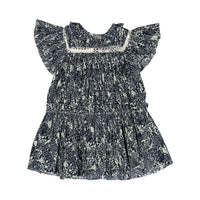 Sea Navy Priya Print Flutter Sleeve Dress