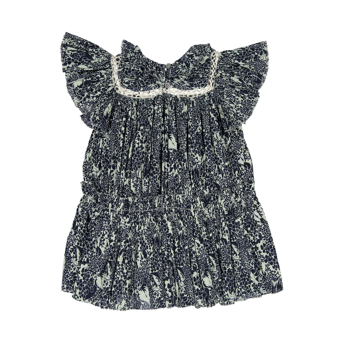 Sea Navy Priya Print Flutter Sleeve Dress