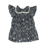 Sea Navy Priya Print Flutter Sleeve Dress