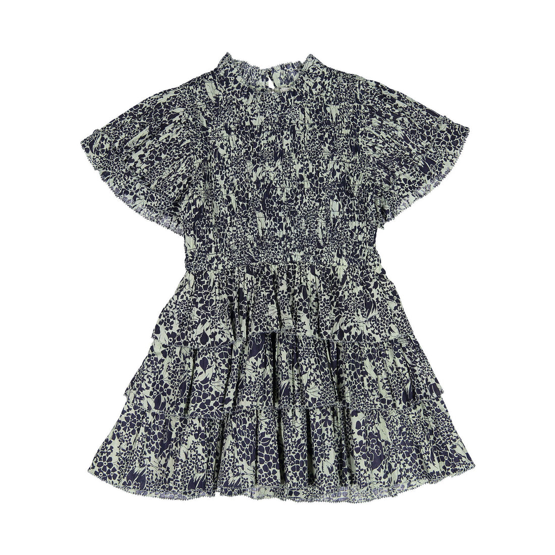 Sea Navy Priya Print Smocked Dress