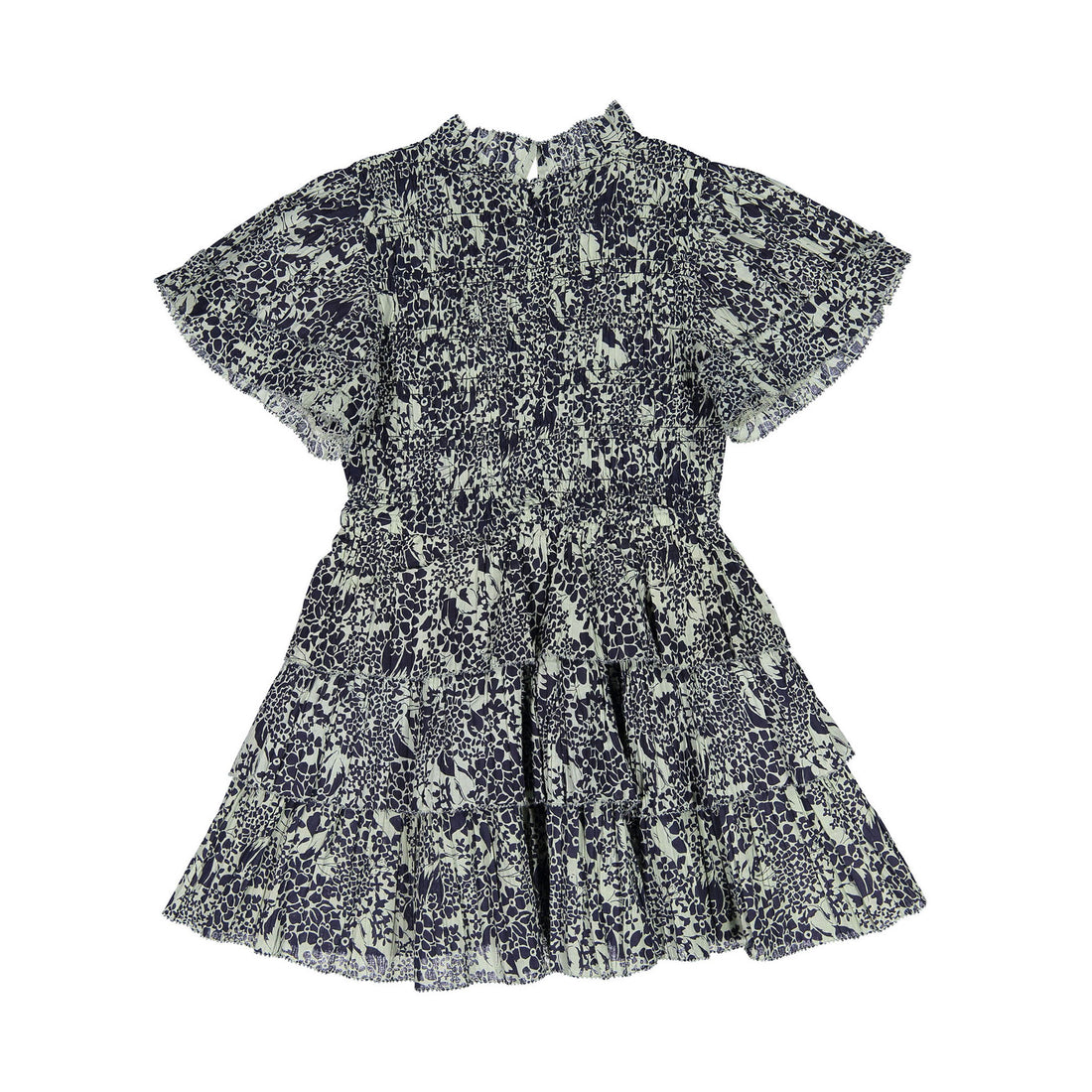 Sea Navy Priya Print Smocked Dress