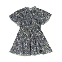 Sea Navy Priya Print Smocked Dress