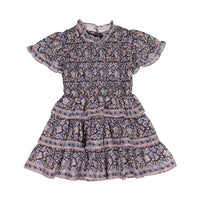 Sea Lilac Amaki Border Print Smocked Dress