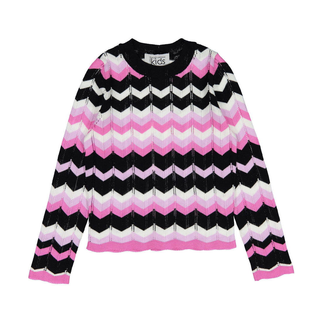 Autumn Cashmere White/Black/ink Chevron Stitch Crew Sweater