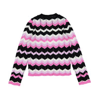 Autumn Cashmere White/Black/ink Chevron Stitch Crew Sweater