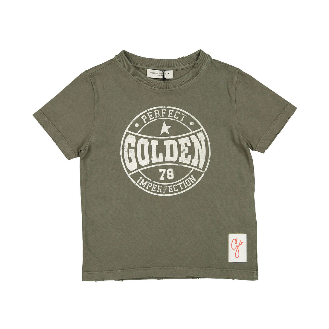 Golden Goose Dusty Olive/White Printed Tee