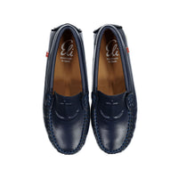 Papanatas Navy Leather Anchor Loafers