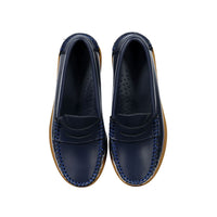 Papanatas Navy Leather Classic Penny Loafers