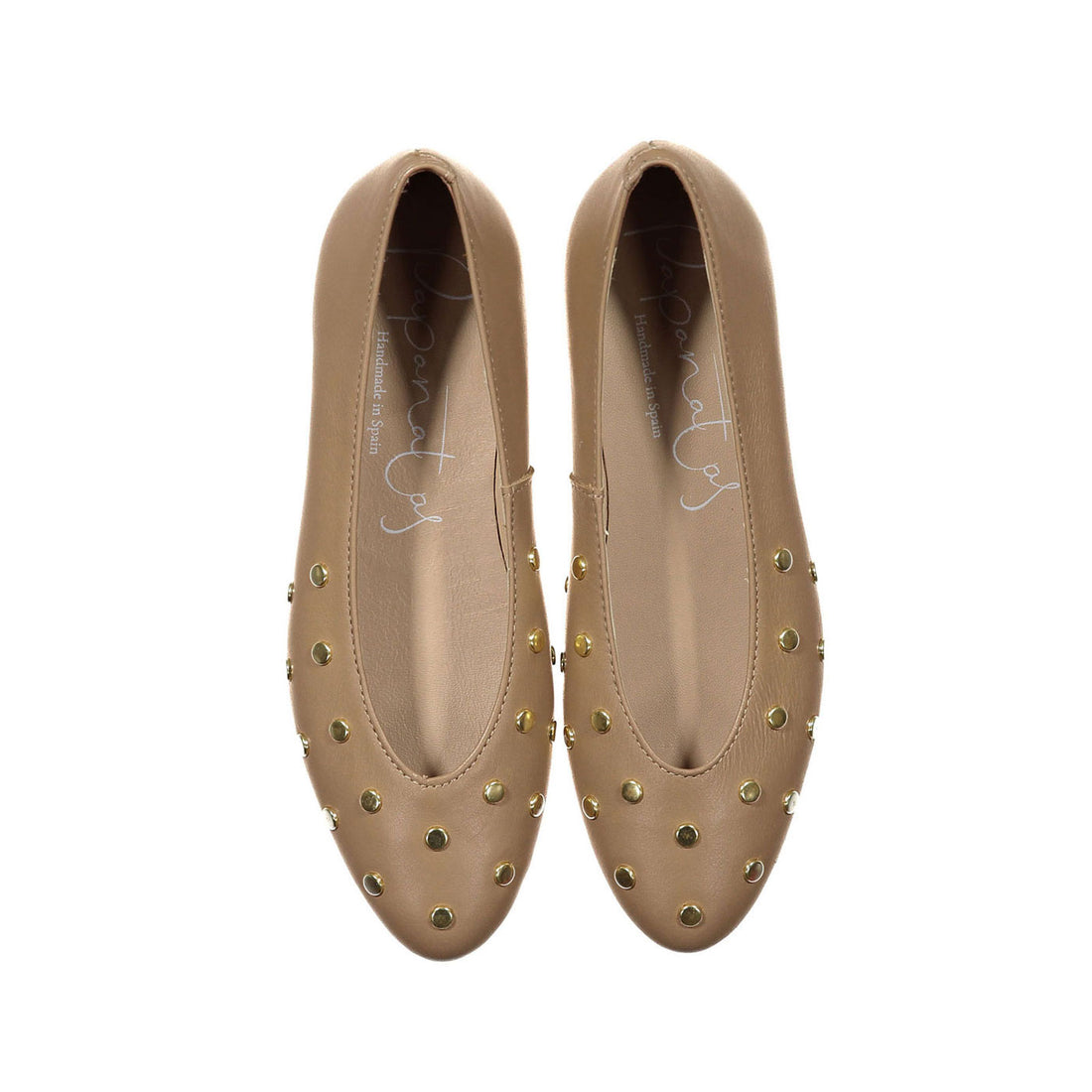 Papanatas Sand Leather Studded Flats
