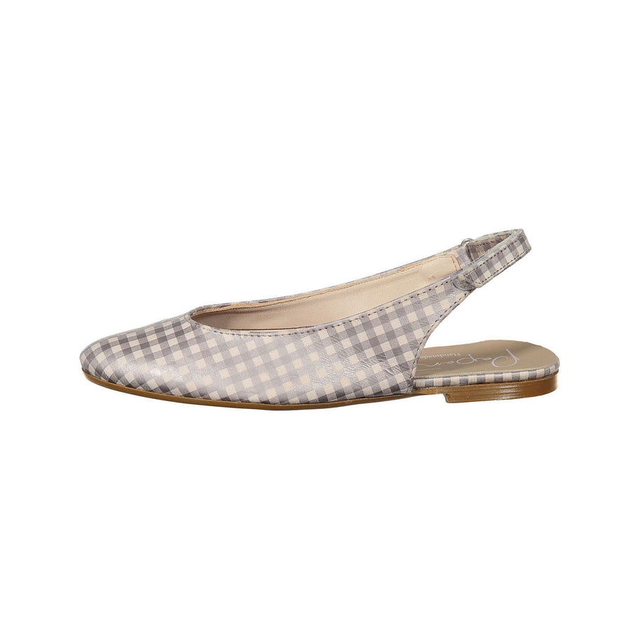 Papanatas Beige Gingham Slingback Flat