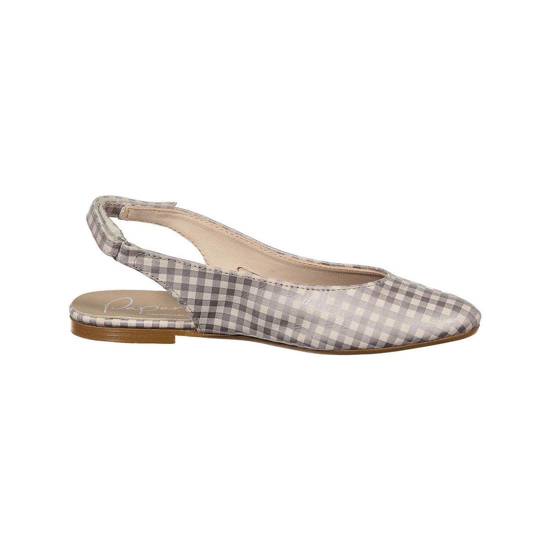 Papanatas Beige Gingham Slingback Flat