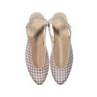 Papanatas Beige Gingham Slingback Flat