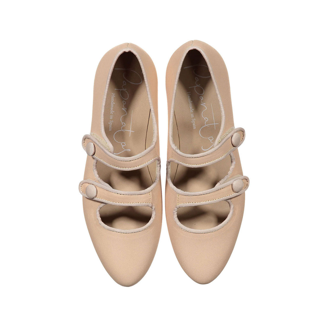 Papanatas Nude Raw Leather Double Strap Flats