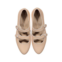 Papanatas Nude Raw Leather Double Strap Flats