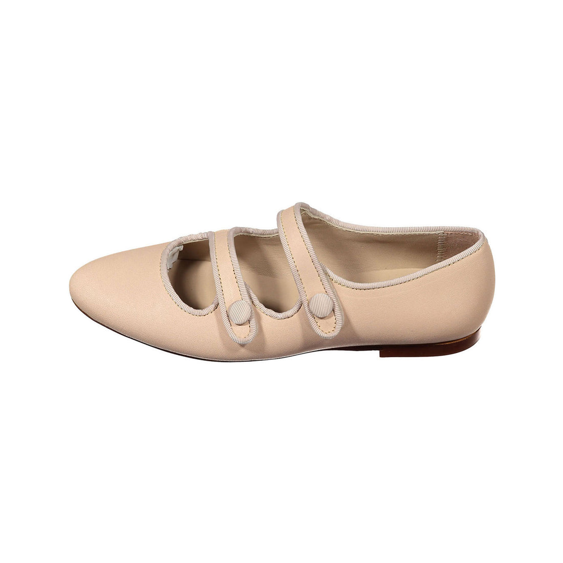Papanatas Nude Raw Leather Double Strap Flats