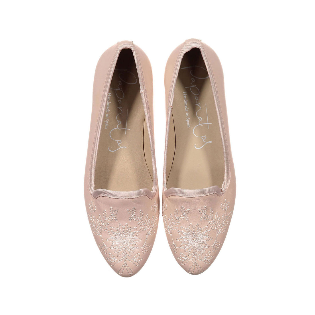 Papanatas Pale Rose Leather Embroidered Smoking Slipper