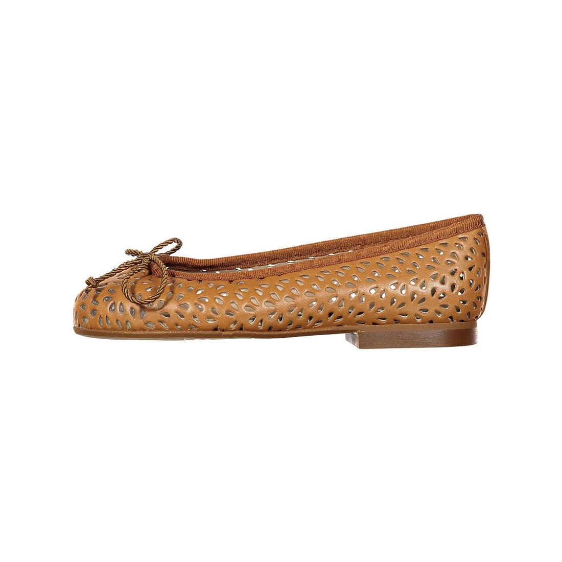 Papanatas Cognac Leather Openwork Ballet Flats