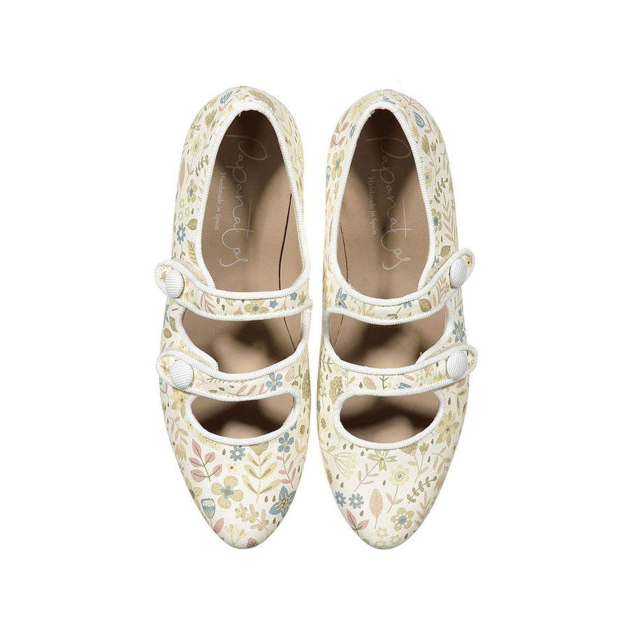 Papanatas Pastel Floral Double Strap Flats