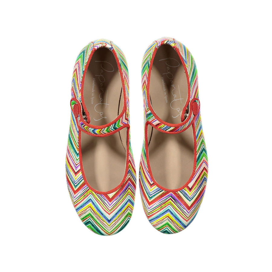 Papanatas Colorful Zig Zag Print Mary Janes