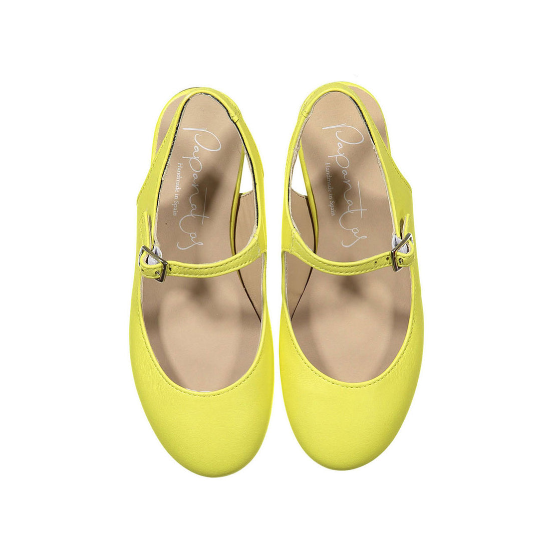 Papanatas Lemon Leather Slingback Mary Janes