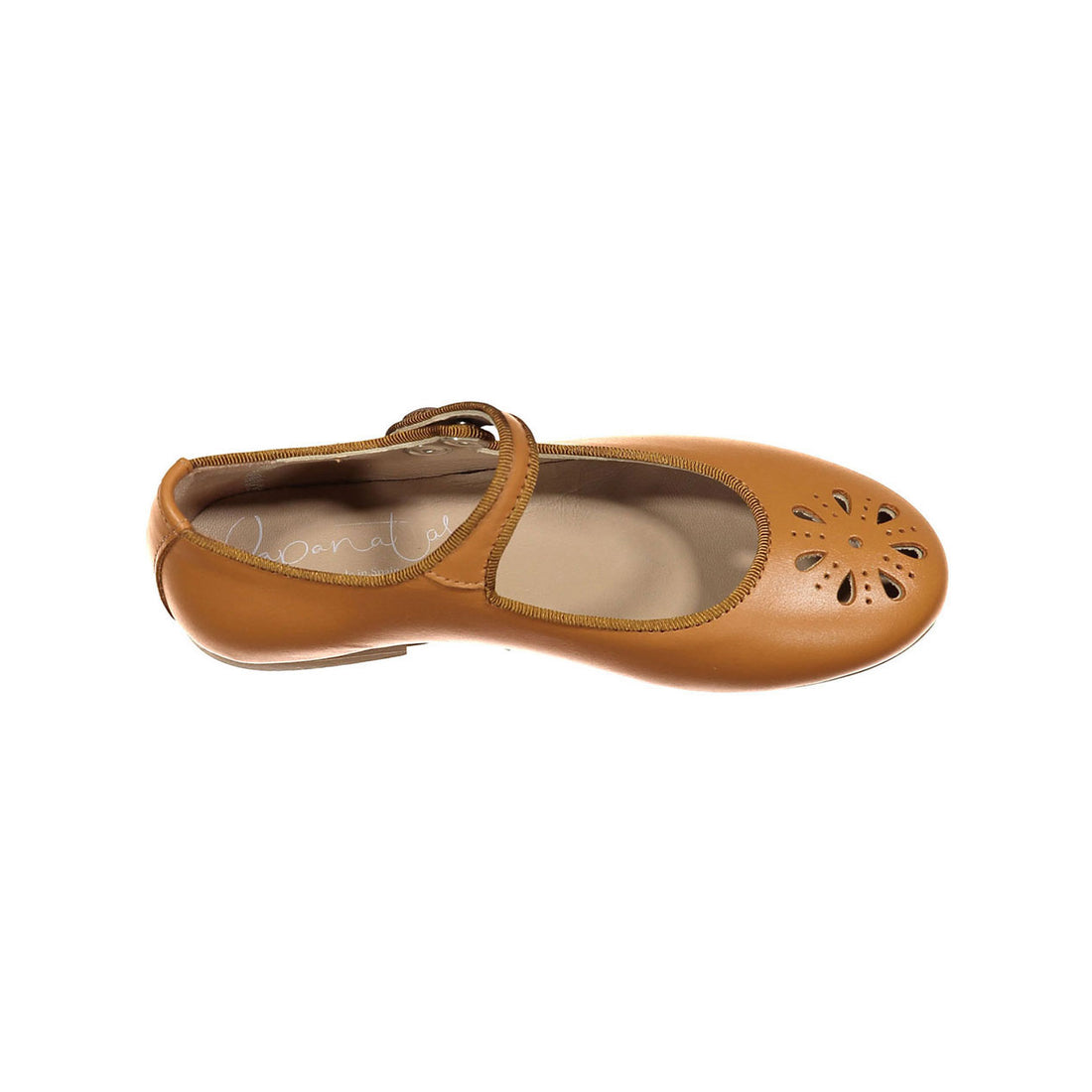 Papanatas Natural Leather Openwork Front Mary Janes
