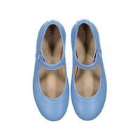 Papanatas Sky Blue Leather Mary Janes
