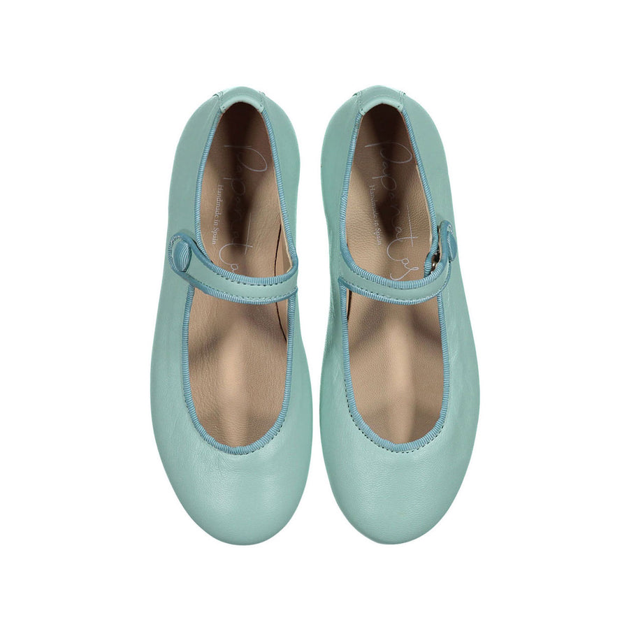 Papanatas Aqua Leather Mary Janes