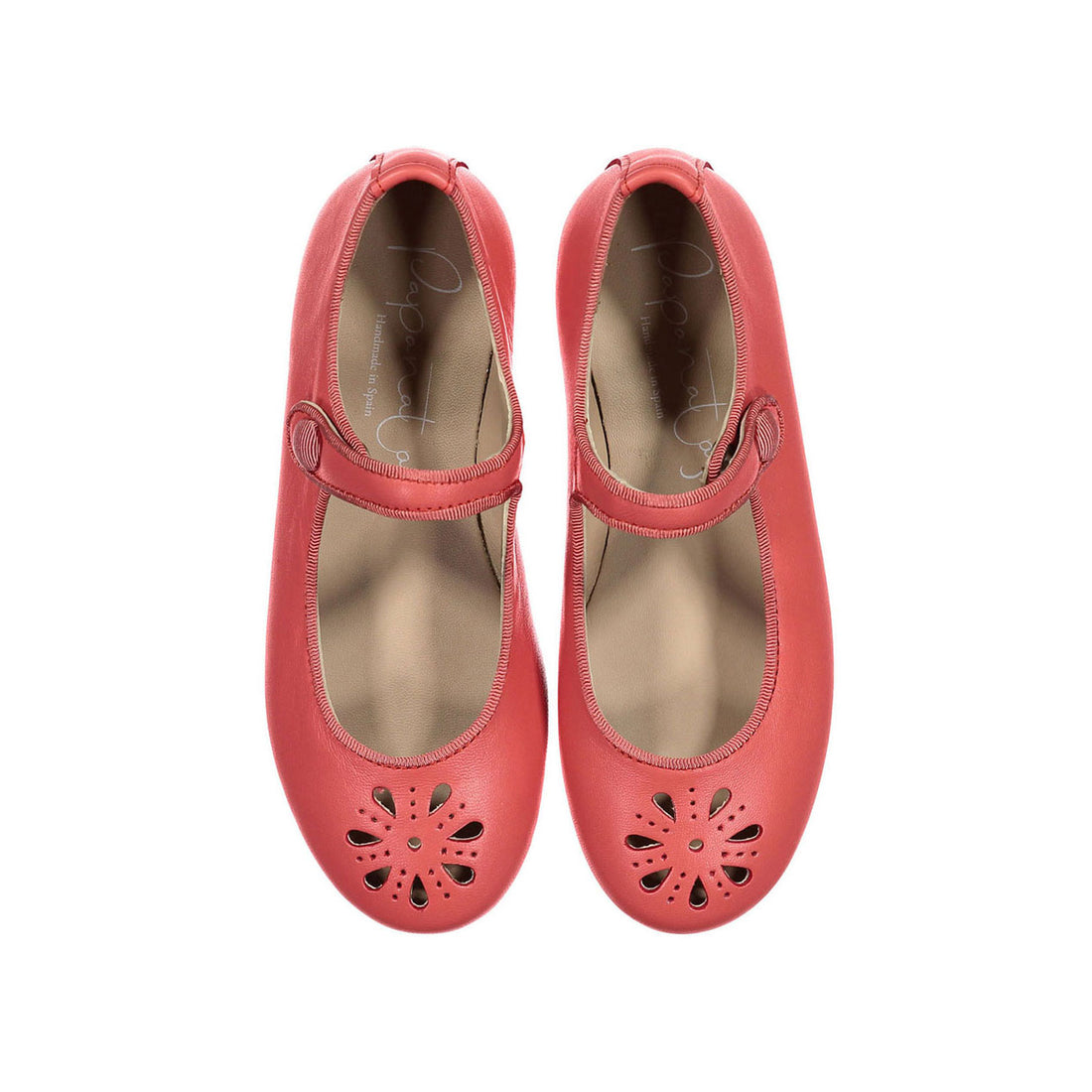 Papanatas Watermelon Leather Openwork Front Mary Janes