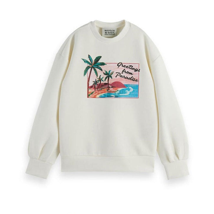 Scotch Shrunk Off White Crewneck Artwork Sweatshirt