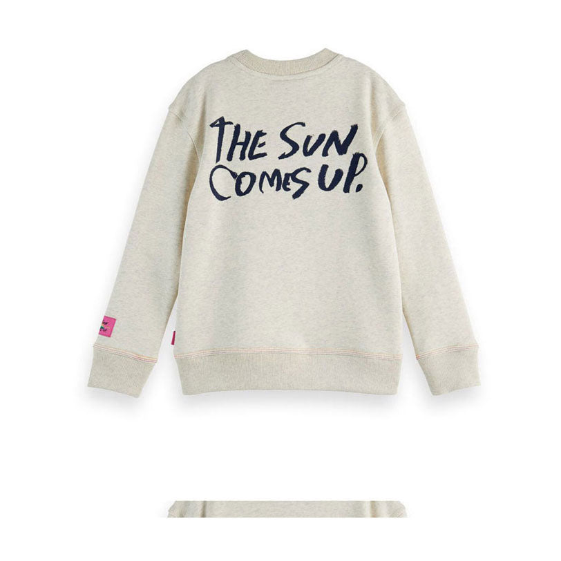 Scotch Shrunk Ecru Melange Embroidered Sweatshirt