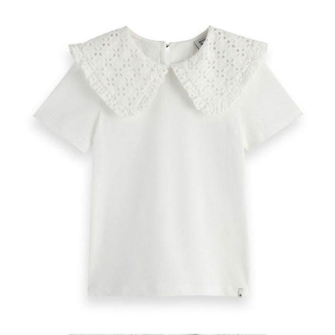 Scotch Shrunk Off White Contrast Woven Collar Blouse