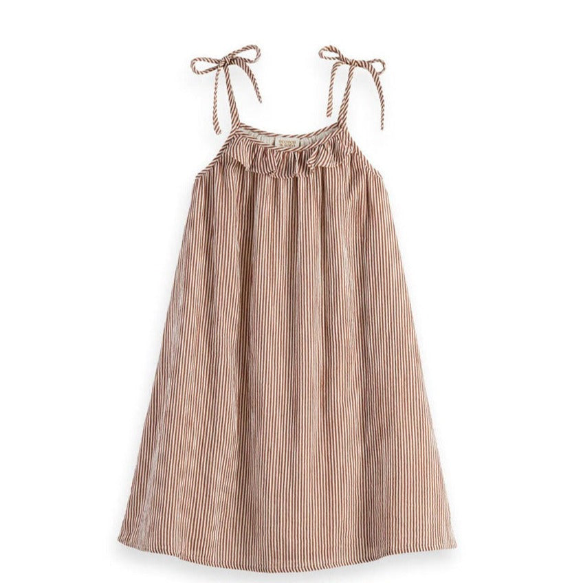 Scotch Shrunk Chestnut Striped Strap Dress