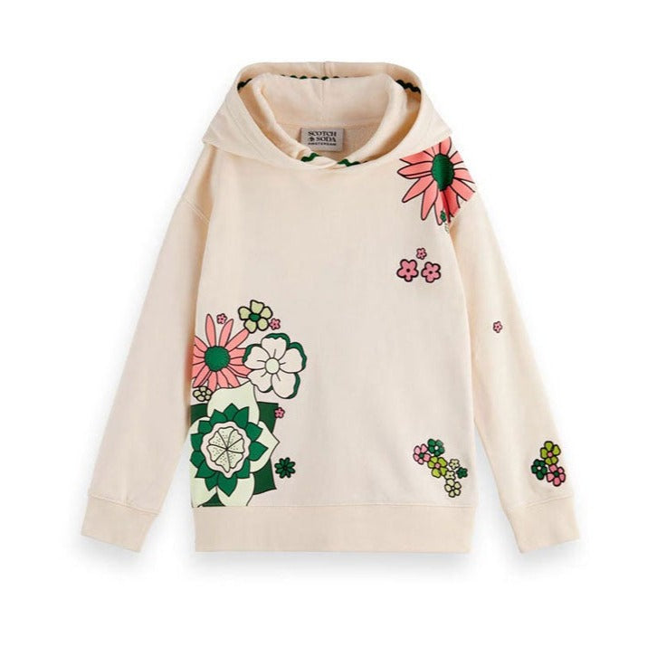 Scotch Shrunk Off White Oversized Flower Artwork Hoodie