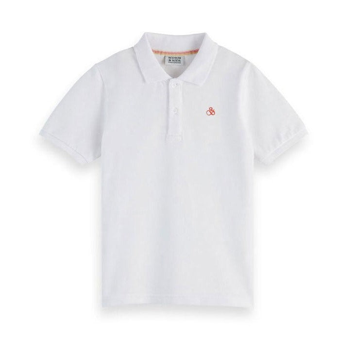 Scotch Shrunk White Pique Polo