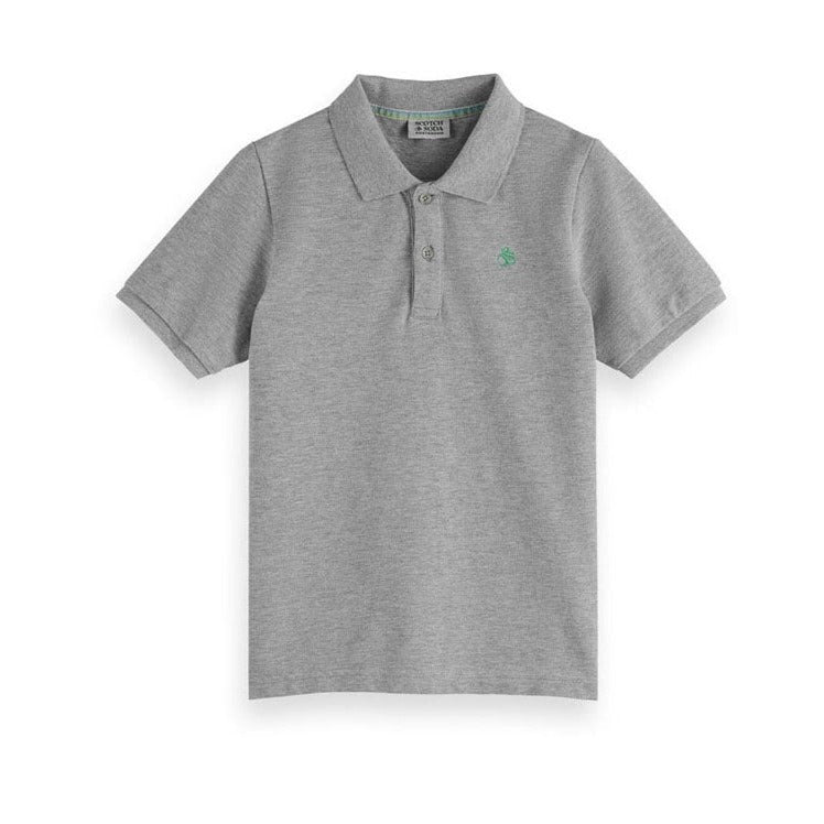Scotch Shrunk Grey Melange Pique Polo