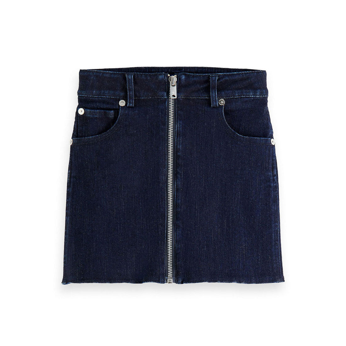 Scotch Shrunk Washed Indigo Stretch Denim Zip Front Pencil Skirt