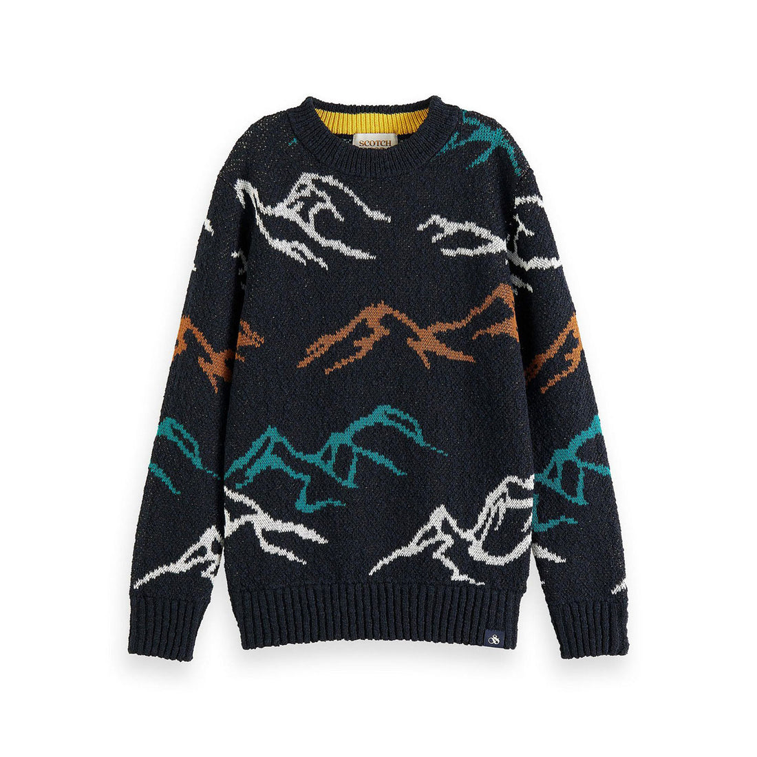Scotch Shrunk Black Multi Crewneck Intarsia Sweater