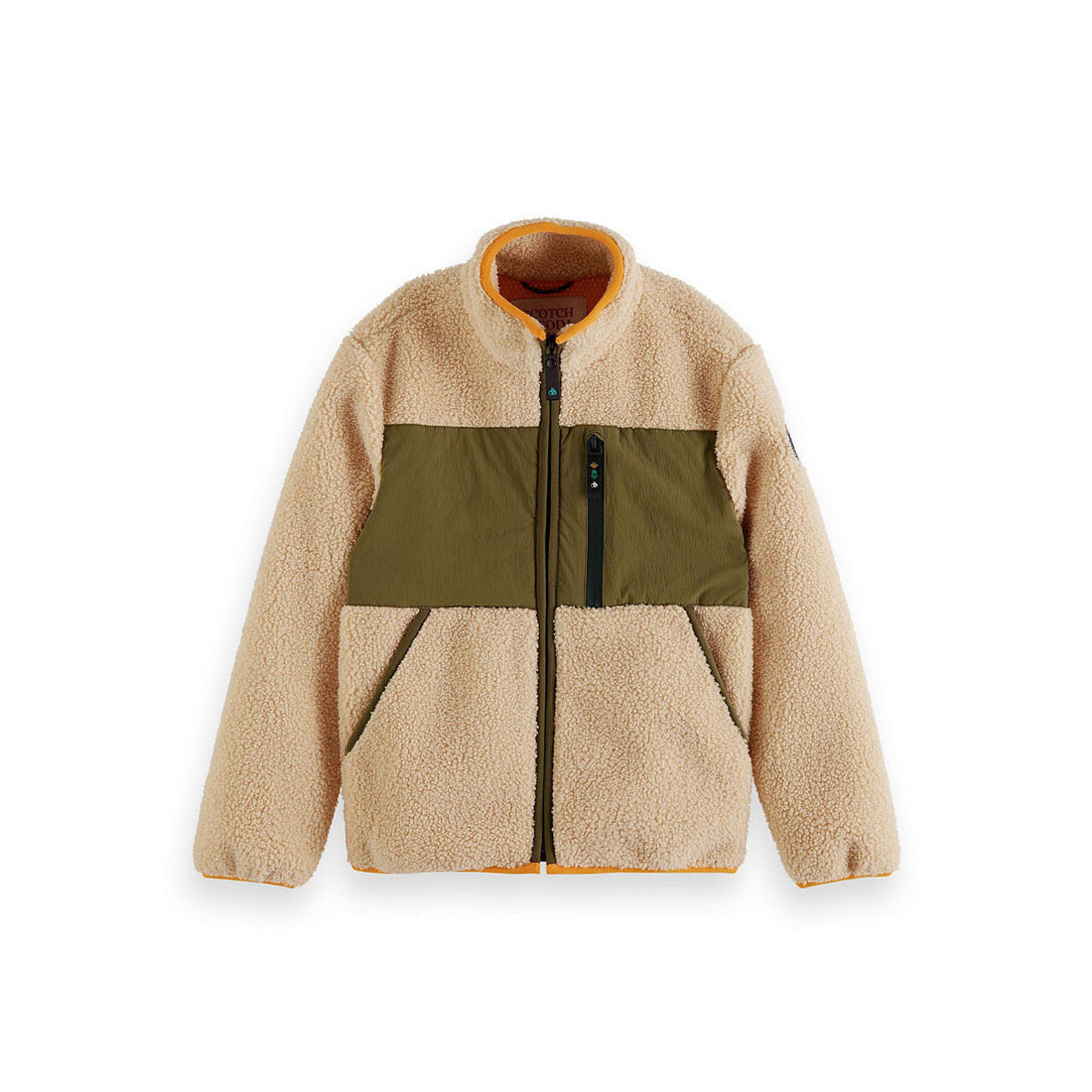 Scotch Shrunk Teak/Green Contrast Nylon Zip Teddy Jacket