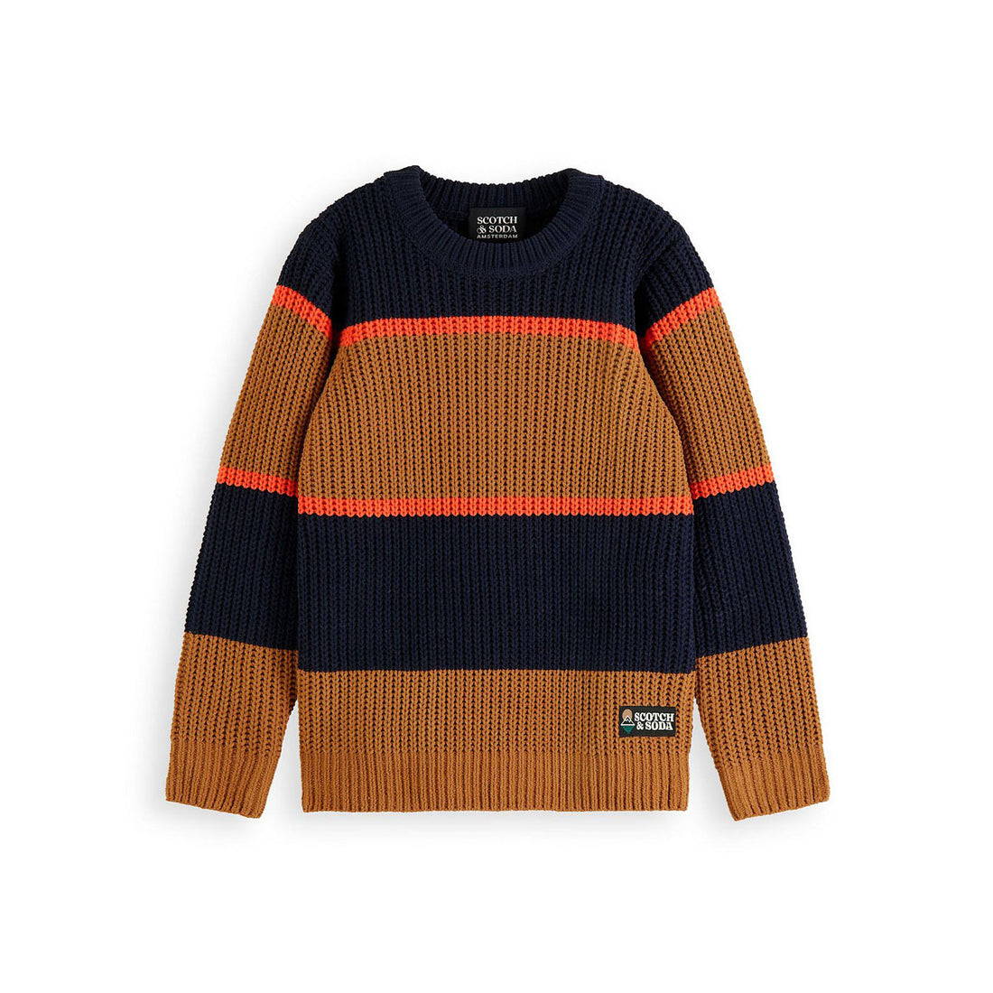 Scotch Shrunk Brown Navy Color Block Chenille Sweater