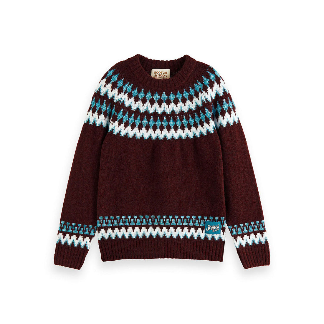 Scotch Shrunk Burgundy Intersia Pullover