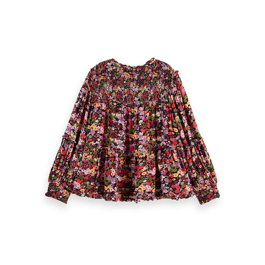 Scotch Shrunk All-Over Printed Smock Detail Wide-Fit Blouse