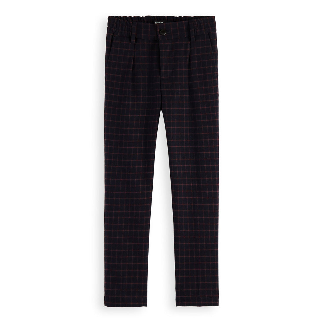 Scotch Shrunk Navy Check Slim Fit Elastic Waistband Pants