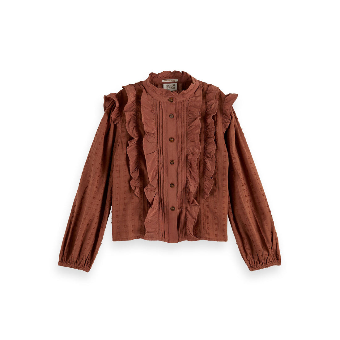 Scotch Shrunk Earth Clip-Jacquard Ruffled Shirt