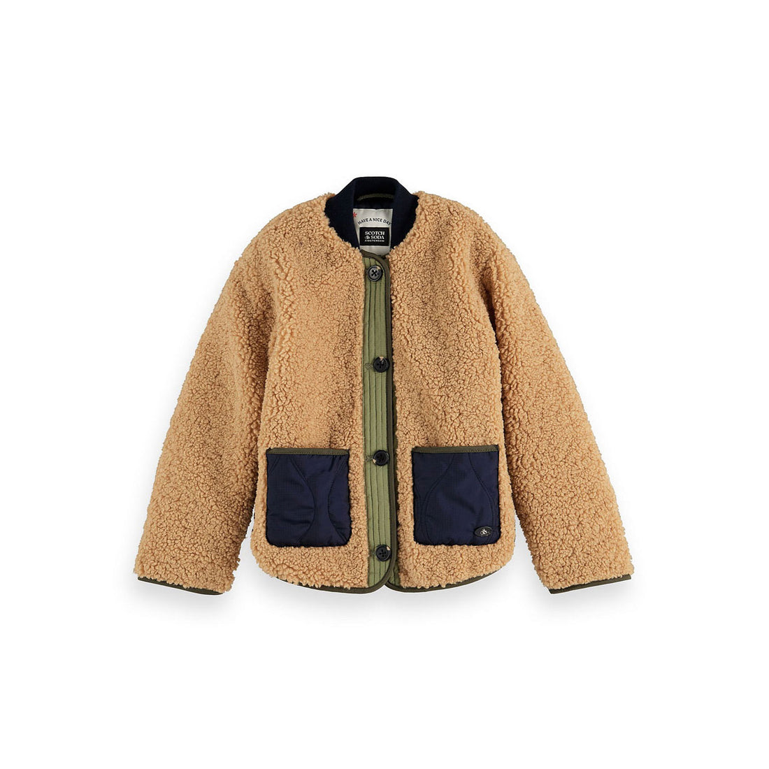 Scotch Shrunk Ecru Teddy Jacket With Quilted Details