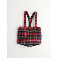 Nanos Red Plaid Suspender Shorts