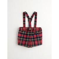 Nanos Red Plaid Suspender Shorts