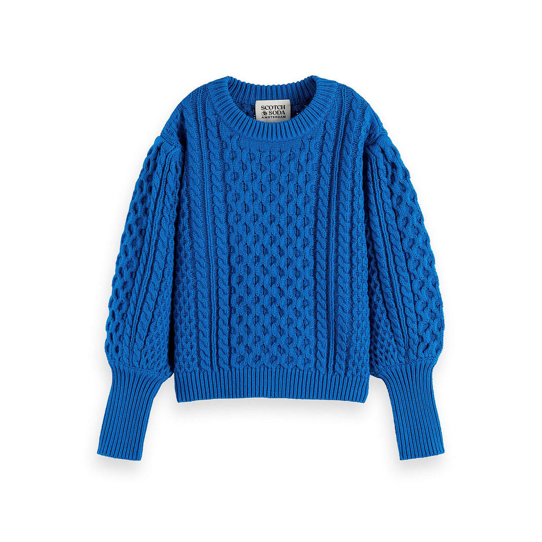 Scotch Shrunk Electric Blue Half-Zip Chunky Cable Knit Pullover